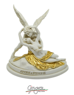 Amore e Psiche - A. Canova 13 cm - Patinata con drappo dorato