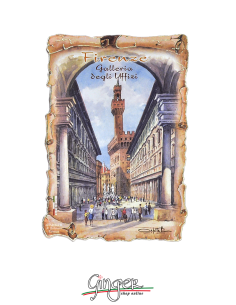 Poliziano - Wooden magnet with drawings - Florence:...