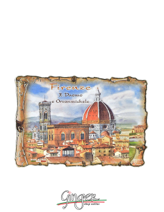 Wooden magnet with drawings by Poliziano - Florence: the Cathedral