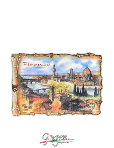 Poliziano - Wooden magnet with drawings - Florence:...