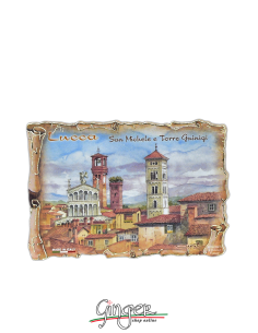 Poliziano - Wooden magnet with drawings - Lucca: Saint...