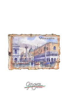 Poliziano - Wooden magnet with drawings - Venice: saint Mark