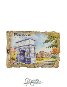 Poliziano - Wooden magnet with drawings - Rome: Arch of...