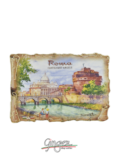 Poliziano - Wooden magnet with drawings - Rome: Castel...