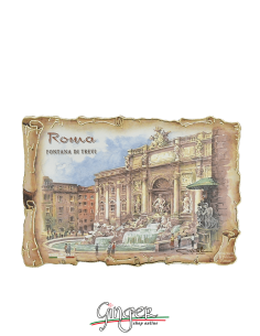 Poliziano - Wooden magnet with drawings - Rome: Trevi...