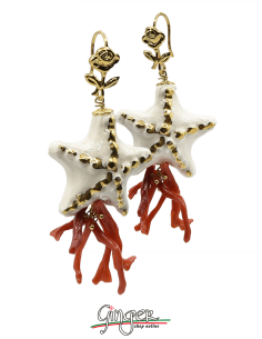 Aurora's Ceramic: Pendant earrings with Starfish and...