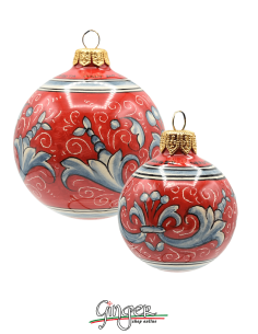 Hand painted Deruta ceramic Christmas ball - RICCO Red