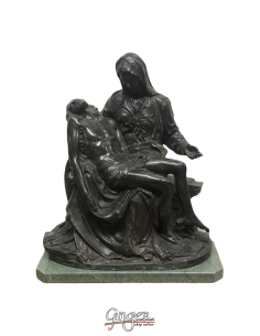 Pietà Vaticana in bronzo - 43 cm - con base in marmo verde