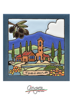 "Hand painted and glazed ceramic tile"  - Tuscany: Olives