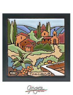 "Hand painted and glazed ceramic tile"  - Tuscany: little Church