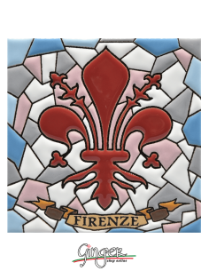 Hand painted and glazed ceramic tile - Florence: the Lily...