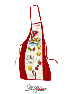 "New" Kitchen apron with a drawing of a plate of ravioli ... with the Dome of the Cathedral of Florence - GR1421