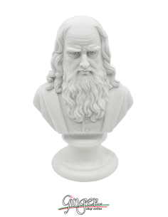 Leonardo da Vinci - bust 5.91 in. (15 cm) - with alabaster base