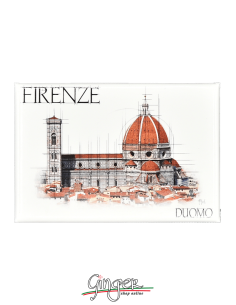 Fridge magnet with drawings and pictures of Florence: the...