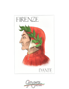 Calamita con monumenti e disegni di Firenze: Dante Alighieri