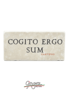 Magnet in real raw Italian marble - Cogito ergo sum (I think, therefore I am)