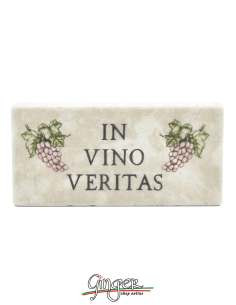 Magnet in real raw Italian marble - In vino veritas (in wine there is truth)