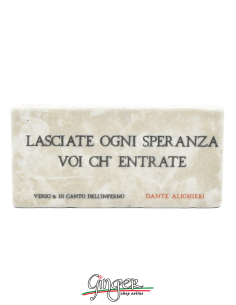 Magnet in real raw Italian marble - Lasciate ogni speranza voi ch'entrate (Abandon all hope you who enter)