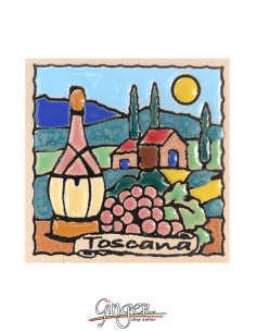 Ceramic magnet - Tuscany: Wine with Grapes