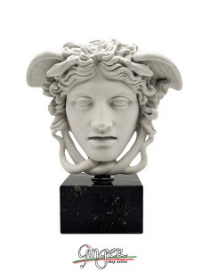 Medusa's head - 7,48 in. (19 cm) - with marble base