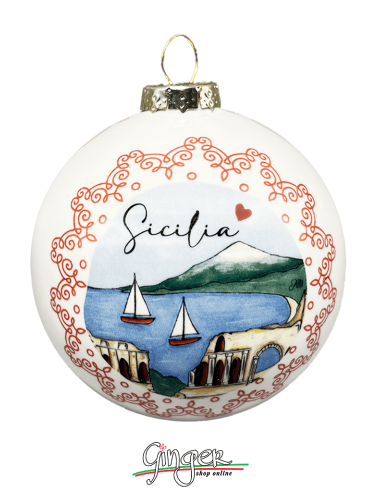 "New" Christmas Ornaments - Cities of Italy: Sicily Taormina and Palermo - 80 mm (3.14")