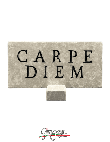 "New" - Carrara marble tile with base - Carpe diem (Seize the day)