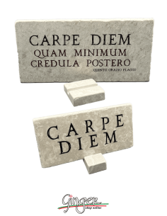 "New" - Carrara marble tile with base - Carpe diem (Seize...