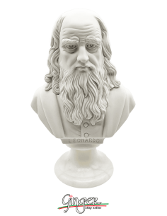 Leonardo da Vinci - bust 8.6 in. (22 cm) - with alabaster...