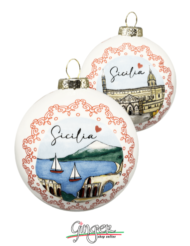 "New" Christmas Ornaments - Cities of Italy: Sicily Taormina and Palermo - 80 mm (3.14")